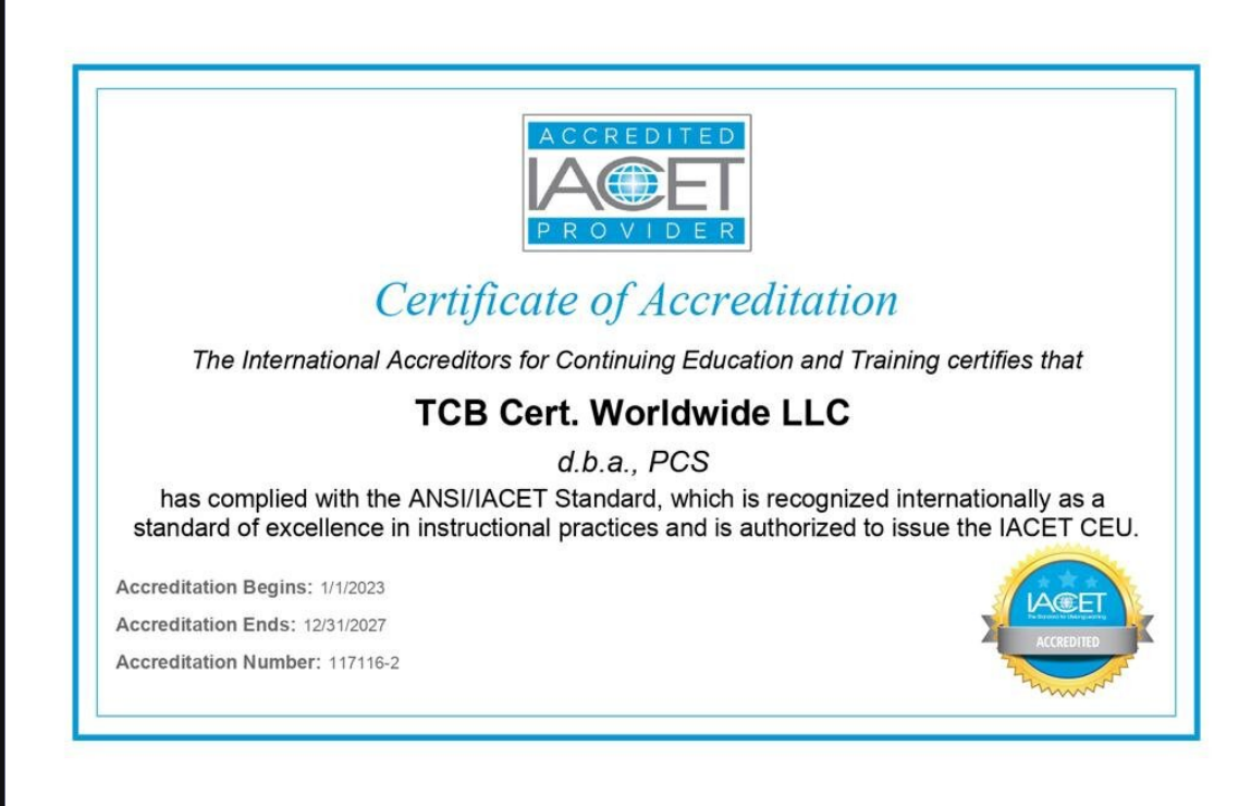 First IACET USA Accredited provider since 2018.